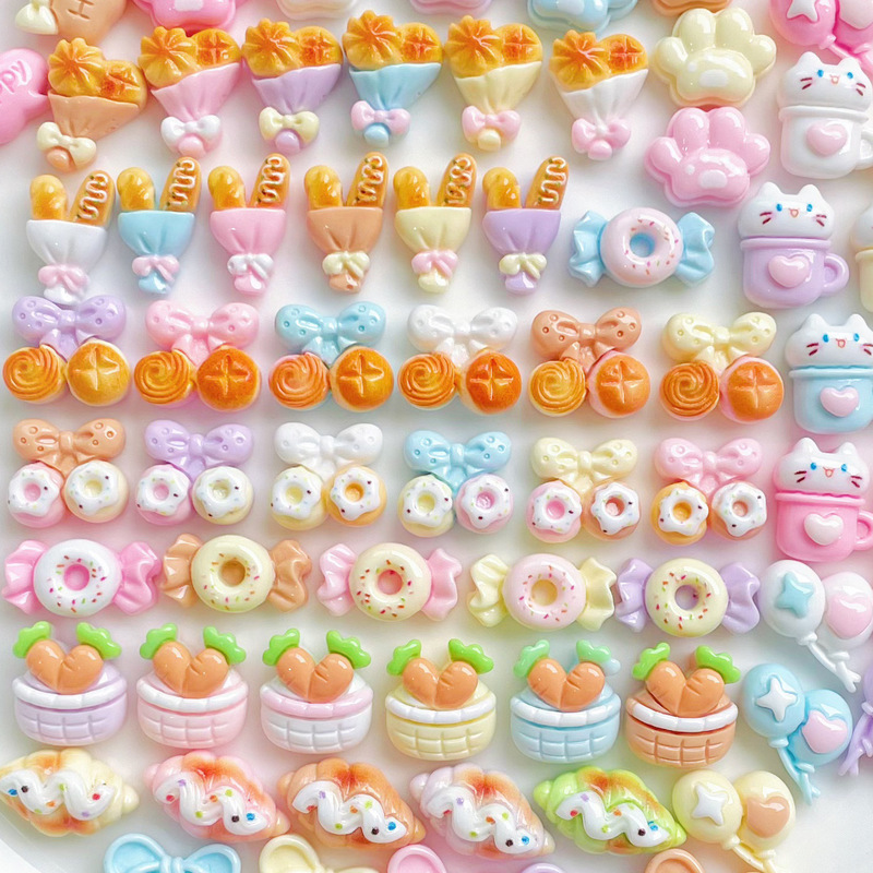 Bread Donut bouquet Candy Bow Mini small size Resin Accessories Hairpin Earrings Nail Art Decoration Material Bread Donut bouquet Candy Bow Mini small size Resin Accessories Hairpin Earrings Nail Art Decoration Material