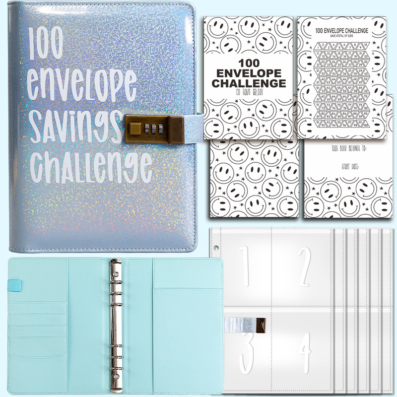 100 EnvelopeChallenceBinder bloqueo de contraseña 100 días par ahorro desafío de hojas sueltas libro de mano image 12
