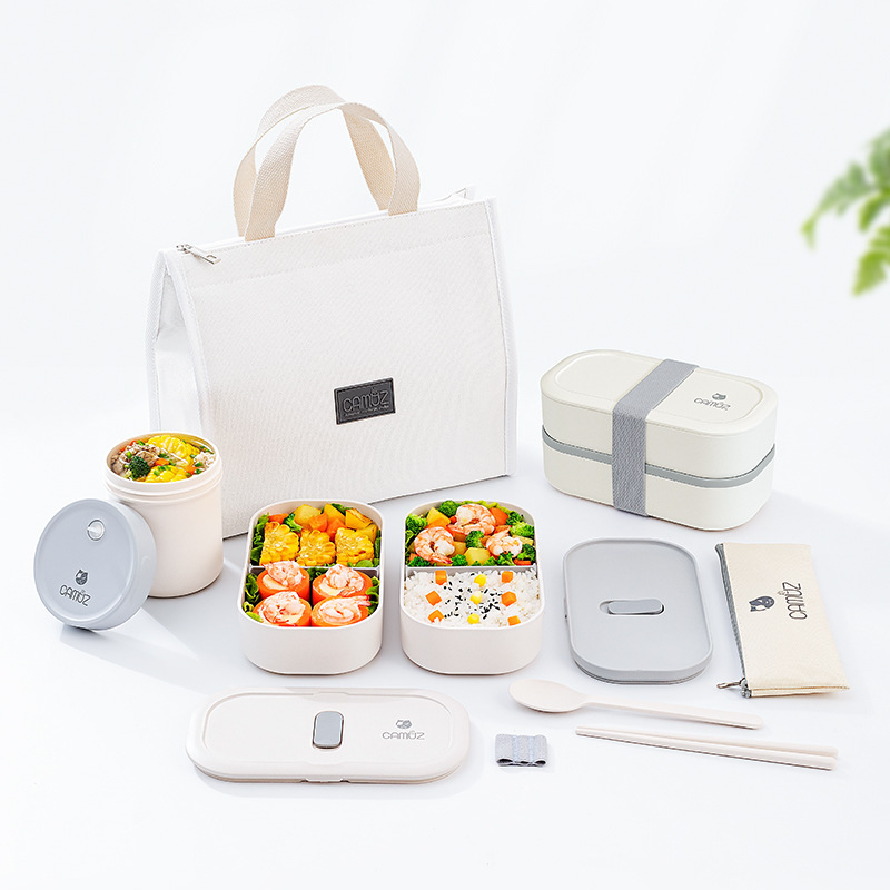 CAMUZ bamboo fiber lunch box for office workers microwave heating lunch box plastic sealed Japanese cute lunch box