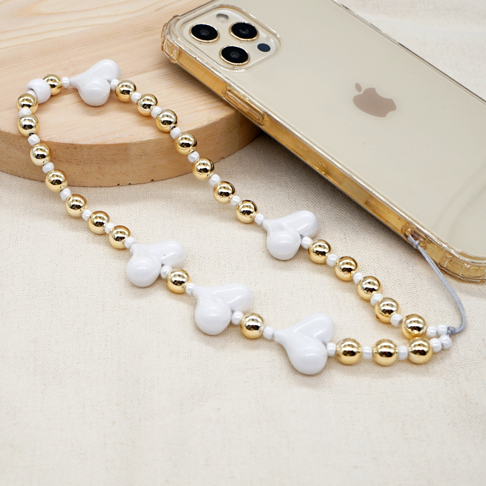Fashion Black Gallstone Gold-plated Beads Mobile Phone Chain Simple Mobile Phone Rope display picture 3
