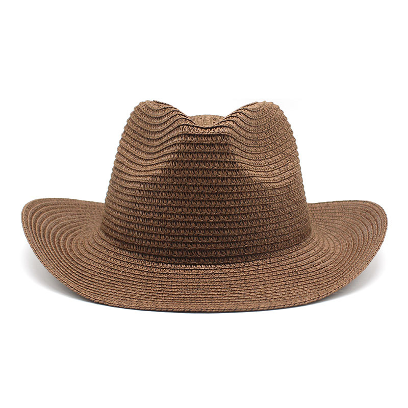 Unisex Solid Color Big Eaves Retro Straw Hat display picture 5
