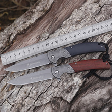 新设计彩木柄不锈钢高硬度折叠刀户外随身便携生存折刀求生工具