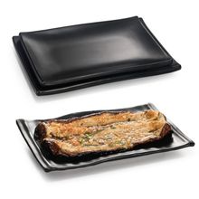 黑色密胺烧烤店专用盘子长方形仿瓷塑料餐具创意特色商用生蚝盘子