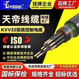 天帝KVV32铠装控制电缆2 3 4 5 6芯1 1.5 2.5 4平方绝缘国标电线