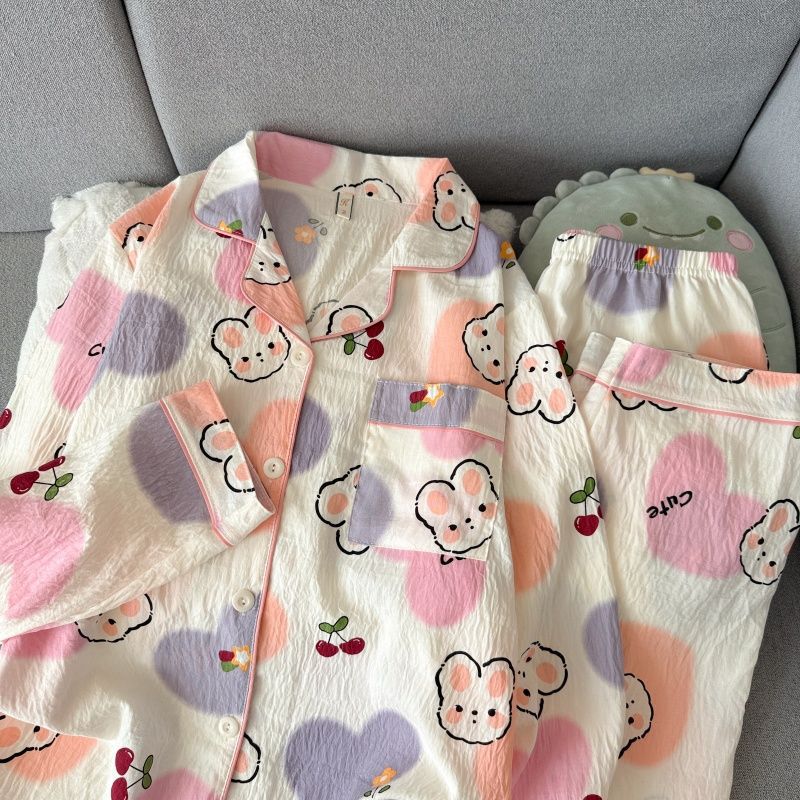 Al por mayor transfronterizo primavera y otoño dulce dibujos animados nubes de algodón pantalones de manga larga pijamas de niñas vestidos de hogar