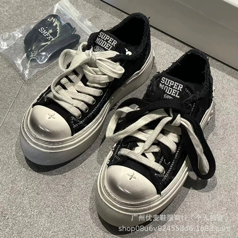 Высокая версия X-SMFA тренда 2025 летний новый тренд старый холст ретро полировочный цвет старые грязные туфли