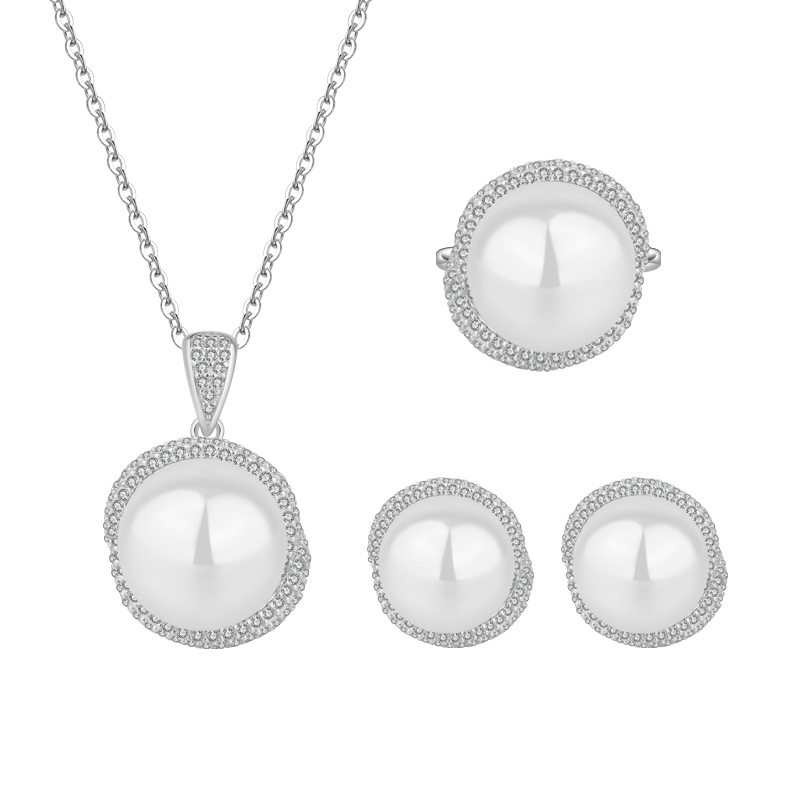 Zhuang Sheng joyería S925 plata con incrustaciones Aobei Madre de la perla de las mujeres cuentas grises todo fósforo colgante traje 14 mm12mm