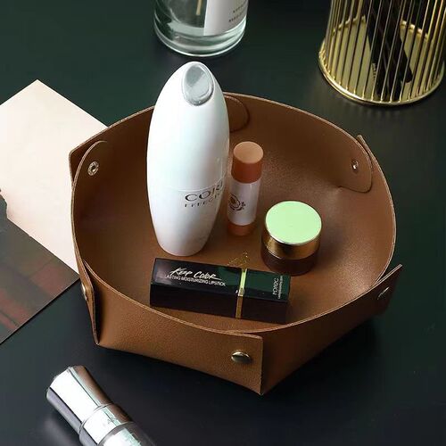 Leather storage box, desktop living room foldable storage box, tray PU leather plate, key storage box wholesale and distribution