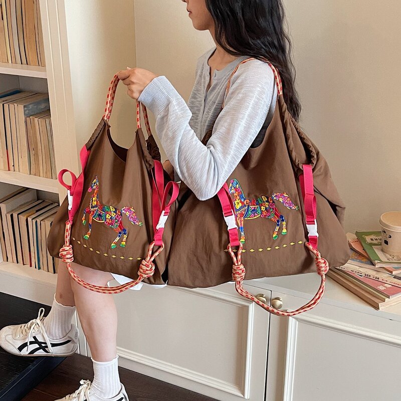 Summer New Embroidered Canvas Tote Bag for Women, Eco-Friendly Bag, Trendy Japanese Shopping Bag, Single Shoulder Crossbody Bag Summer New Embroidered Canvas Tote Bag for Women, Eco-Friendly Bag, Trendy Japanese Shopping Bag, Single Shoulder Crossbody Bag