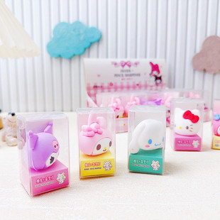 Mini Cartoon Sanrio Shaped Eraser + Pencil Sharpener Dual-Purpose Combination Primary School Student Pencil Sharpener Pencil Sharpener