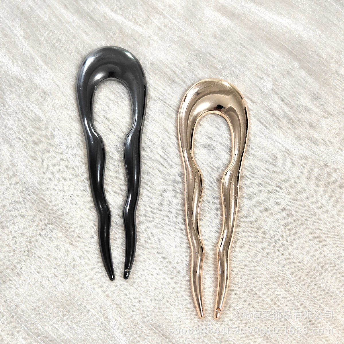 Europa y los Estados Unidos en forma de U pinzas de cabello transfronterizas oro plata aleación de pinzas de cabello horquilla de cabeza detrás de la moda bola pinzas de cabello