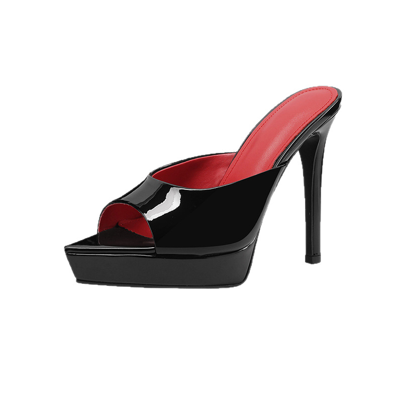 Sandal cao gót nữ mũi nhọn đế platform da thật gót 12 cm — Trắng 12cm