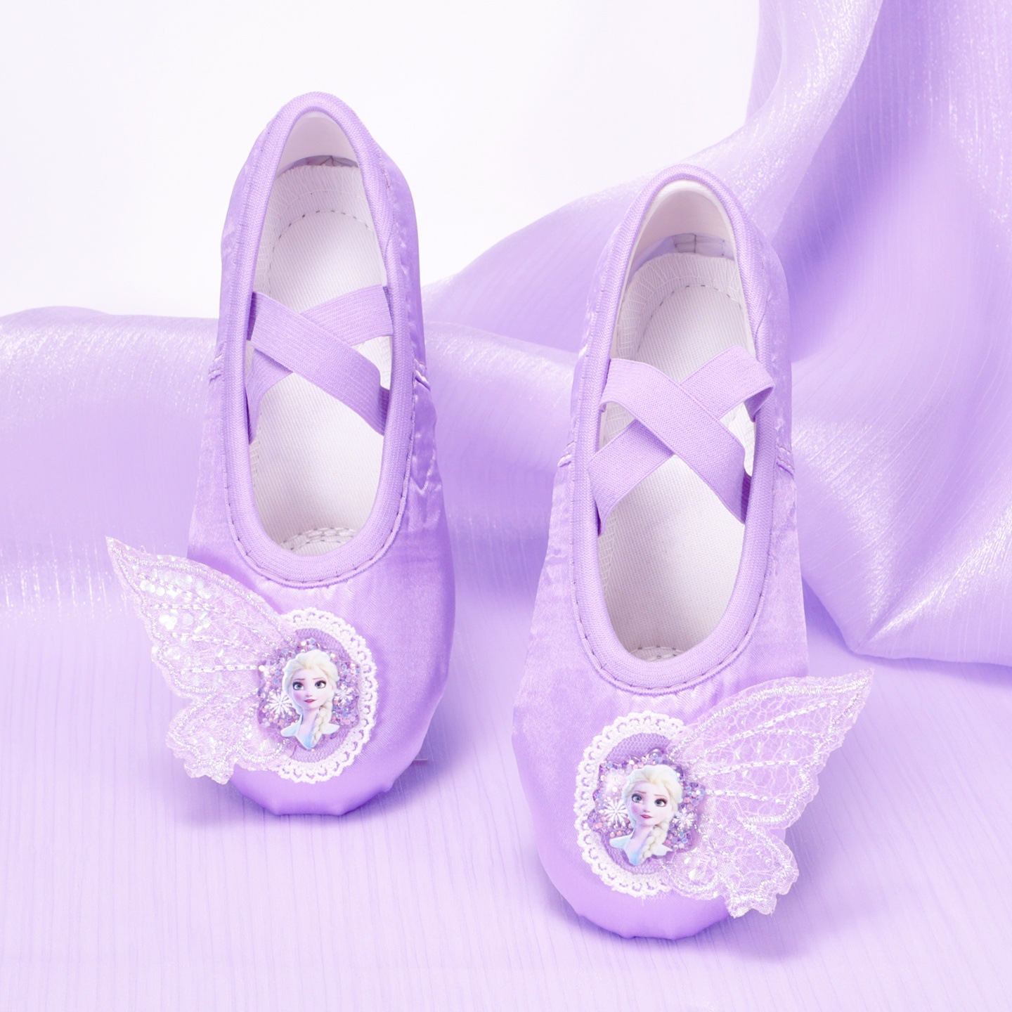 Purple Elsa Kidsren's Dance Shoes Ice and Snow Princess Dance Shoes Kindergarten Baby Body Cat Claw Shoes Soft Sole 8132