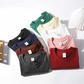 纯棉高级感夏季男士女士纯色户外休闲短袖舒适内搭圆领宽松T恤