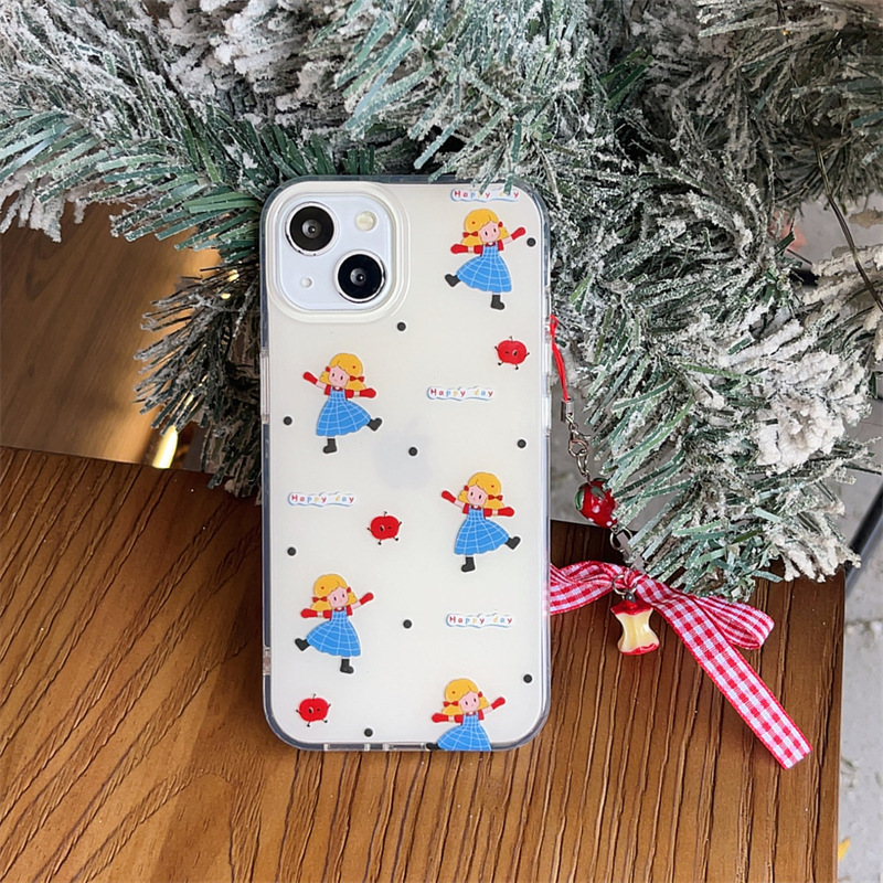 Chica de lunares coreana para Apple 16promax nicho 15pro nueva funda para teléfono móvil 13/14 dibujos animados 16 mujeres