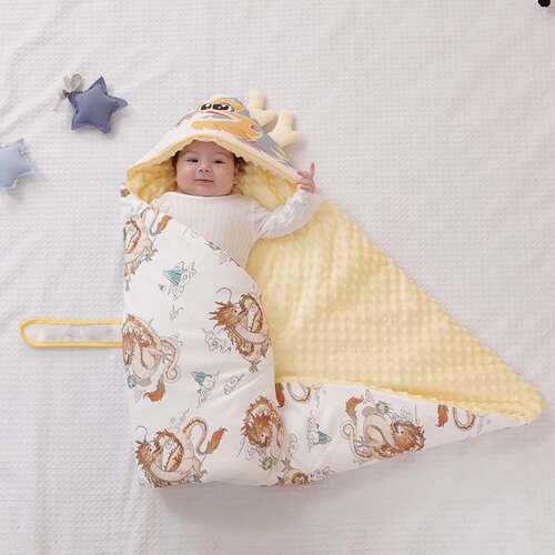 Cotton quilt, baby's removable beanie quilt, hooded baby quilt, children's outing swaddle wrap, autumn and winter blanket