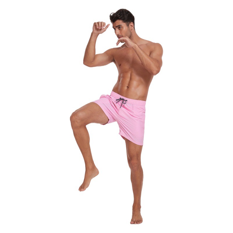 Men's elasticized waistband swimsuit with mesh lining shorts quick-drying swimming trunks pocket beach shorts
