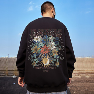 Sweat Men's plus size Crewneck Fatty oversize Hoodless Spring and Autumn Fashion Brand Loose Top for Men 6XL-8XL