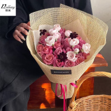 天然麻布卷复古彩麻片花束包花纸鲜花礼品包装纸DIY材料 亚麻布