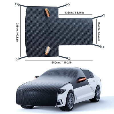 Shield with Thickened Aluminum Film, Car snow shield - new-upgrade-full-coverage-orange-ears