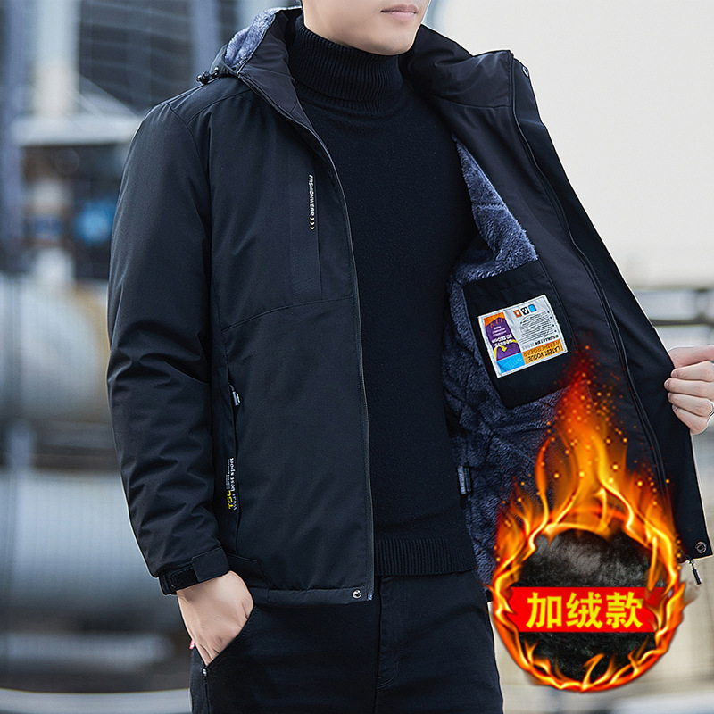 2022 Autumn and Winter New Men's Coat Outdoor Windproof Waterproof Charge Clothes fleece-lined Thickened Casual Jacket Top