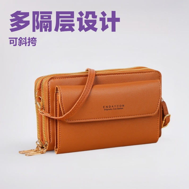 2026 New Style Women's Crossbody Bag Korean Style Fashion Shoulder Bag Versatile Large Capacity Double Zipper Mobile Phone Bag Wholesale