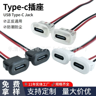 Type-c 2P带线母座 LN-001短款注胶USB连接器 加热电器充电孔
