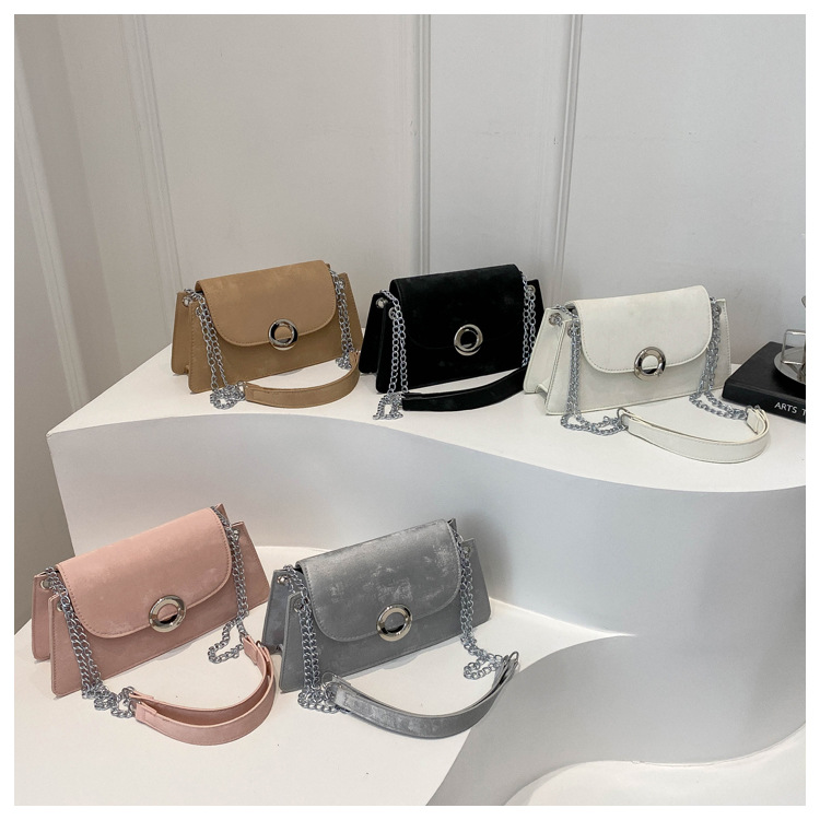 Borsa a tracolla da lavoro versatile a catena color caramella da donna, casual, semplice e alla moda, in PU, 2024_voghion.com