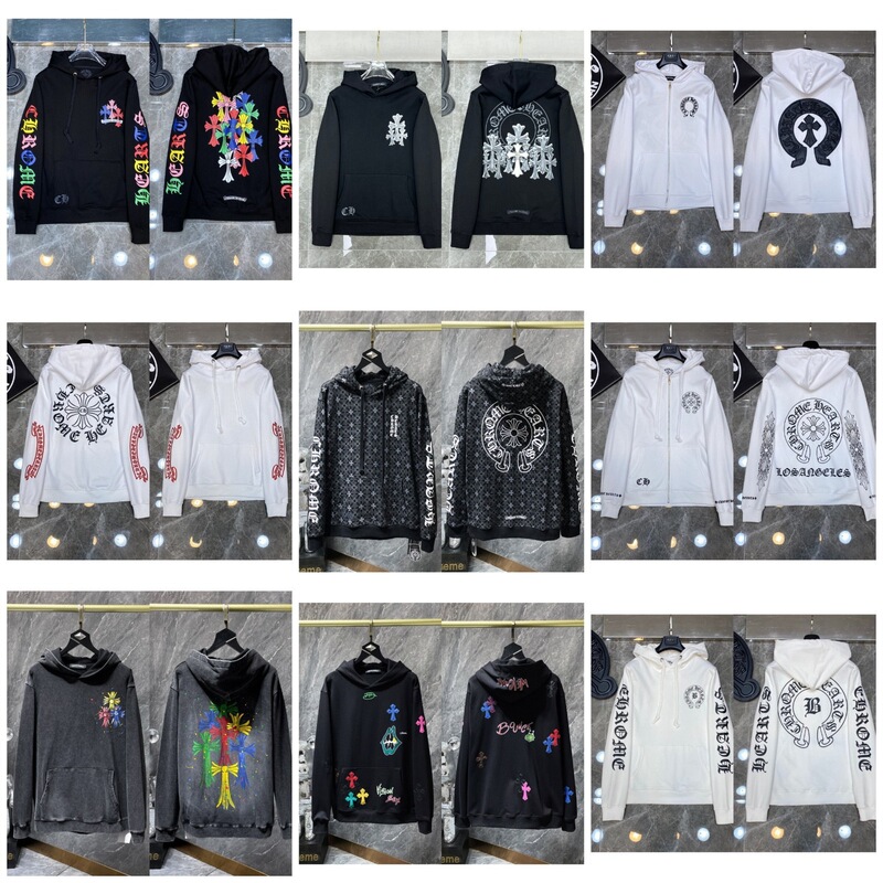 New Cross-Border Chrome Heart Men's Pure Cotton Terry Couple's Embroidered High-Quality Hooded Sweatshirt