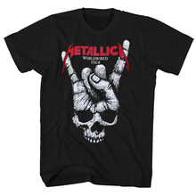 Metallica摇滚手势金属乐队短袖重磅纯棉骷髅图T恤RockT shirt