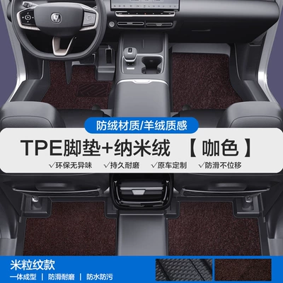 Suitable for Changan X5Plus X7Plus Modelə uyğun ayaqaltı - please-leave-a-message-or-note-the-model-year-when-placing-an-order-rice-grain-pattern-tpe-door-sill-mat-coffee-color-nano-velvet