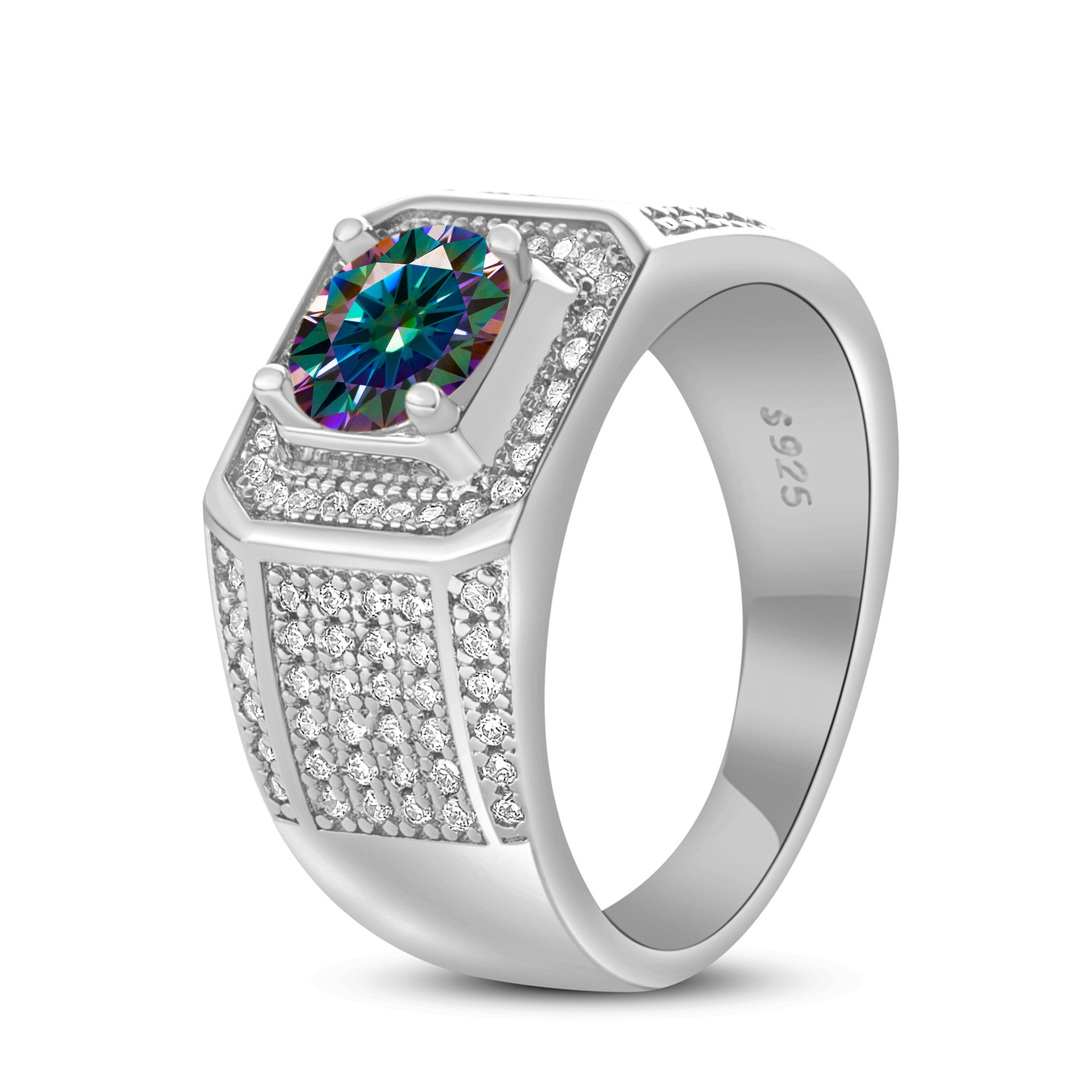 925 plata esterlina gran anillo de hombre de piedra moissan anillo masculino chapado pt950 oro atmósfera para enviar al por mayor fábrica de novio spot
