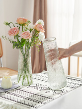 【两件套】浮雕ins玻璃花瓶大号透明水养富贵竹客厅家用插花圆圆