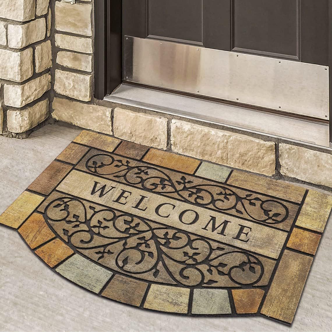 Tapete semicircular de diatomita, estilo americano, para entrada de casa, resistente à sujeira, fácil de limpar, absorvente e_voghion.com