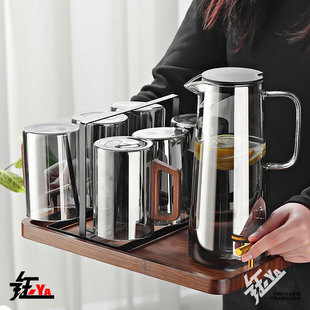 ≈ Large-Capacity Glass Set Household High-Temperature-Resistant Drinking Cup Household Tea Cup with Handle Hospitality Water Cup Set