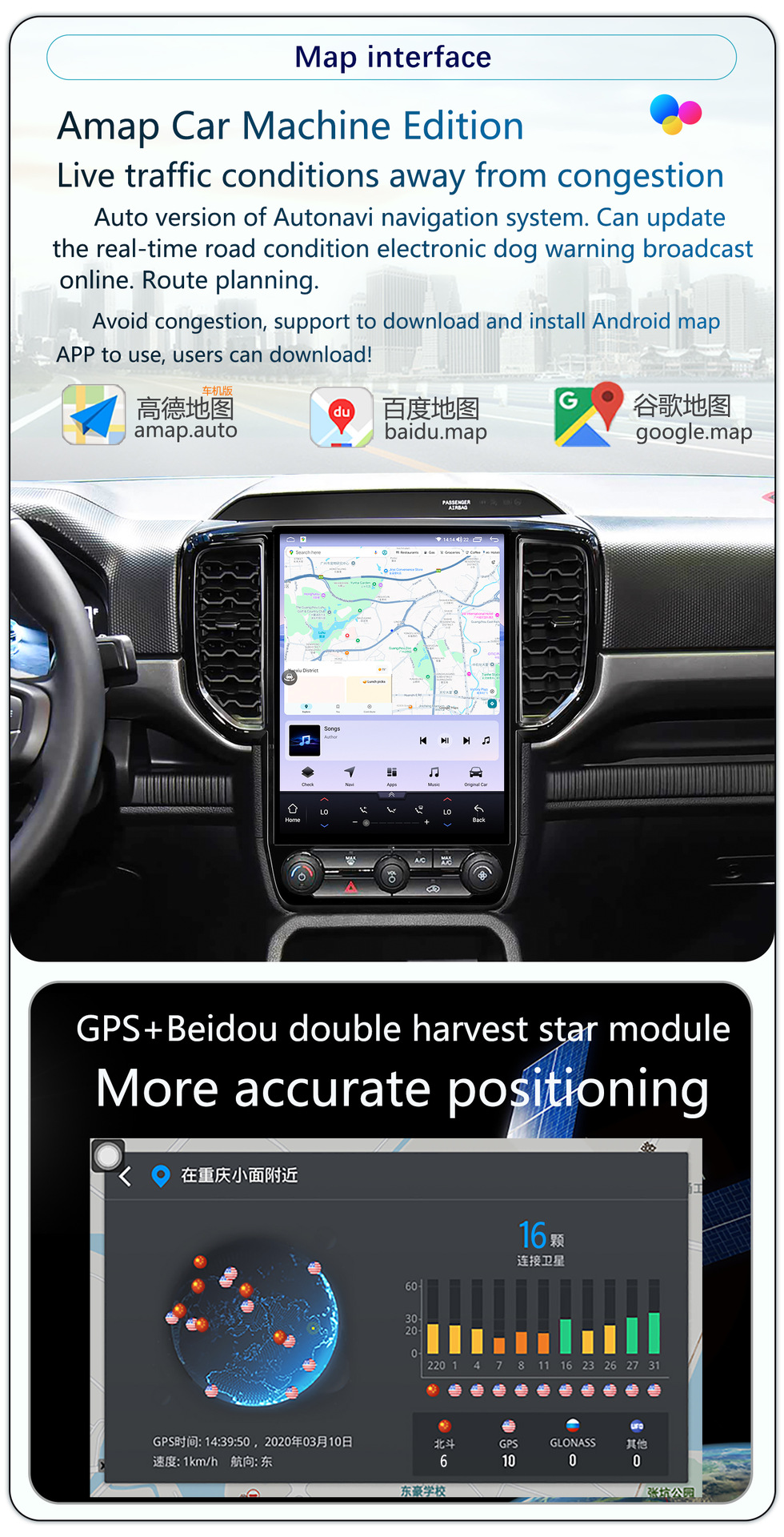 Suitable for 12.1-Inch 19-23 Model Ford Ranger Android Vertical Screen Carplay Navigation 360 Panoramic All-In-One Machine