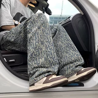 新款美式经典水洗随性牛仔裤男夏季新款易搭垂感宽松显瘦直筒跨境