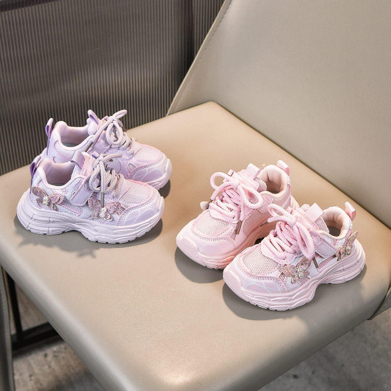 Girls' Breathable Mesh Athletic Sneakers For Spring And Autumn_voghion.com