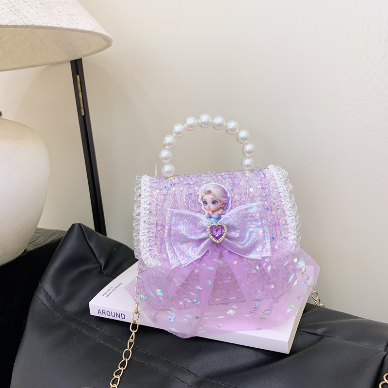 Nuevo bolso para niños niña pequeña bolso de cadena de perlas bolso de mano princesa de moda monedero de hombro