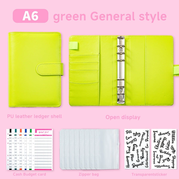 Standard gift pack-apple green [12 budget cards + 8 zipper bags + 2 word stickers]