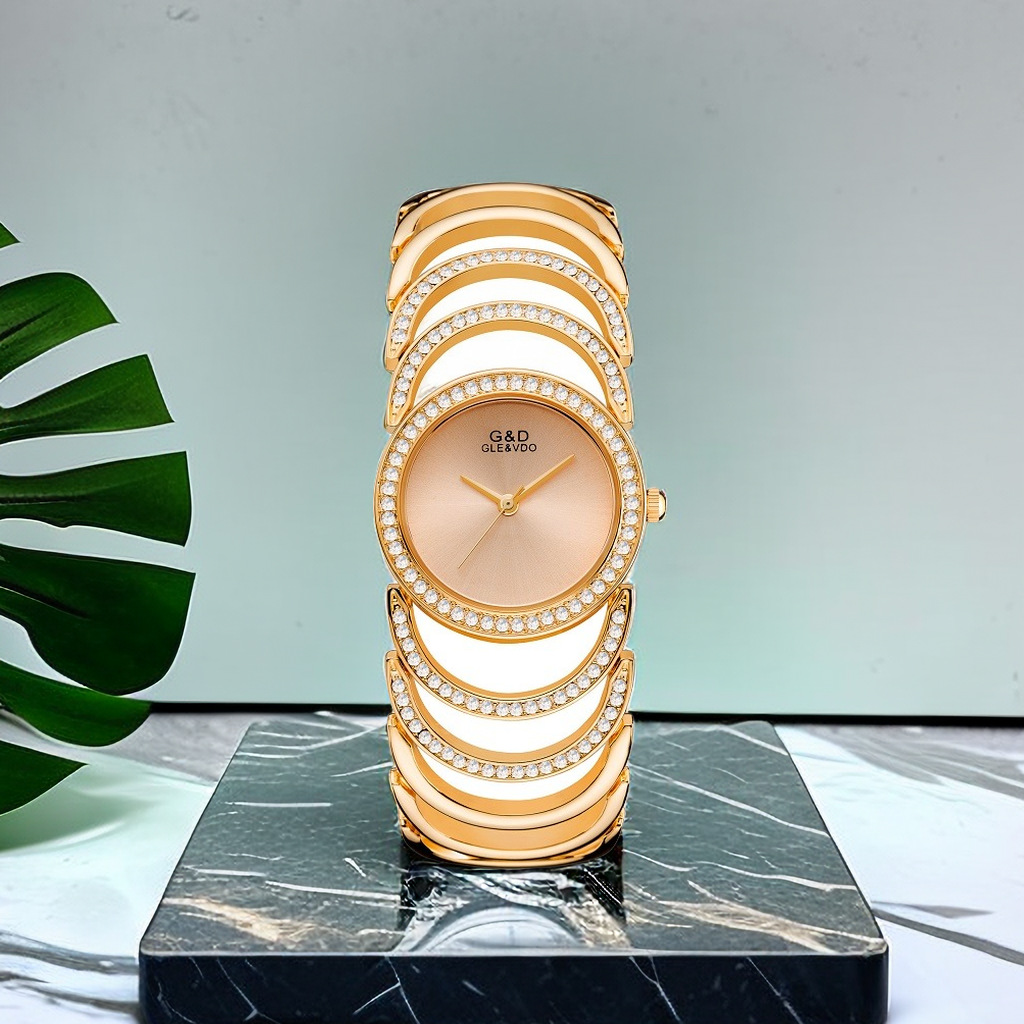 G&D Gundam Ip Electroplating New Watch Diamond-Encrusted European and American Popular Women's Watch Bracelet Watch Quartz Watch