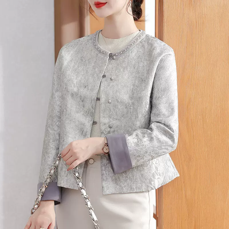 洋气妈妈秋装小香风外套气质国风开衫2025新款中老年女装春秋上衣