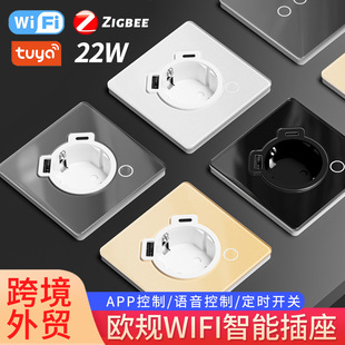 Cross-border foreign trade European German standard graffiti smart WiFi touch remote voice control USB22W fast charging socket