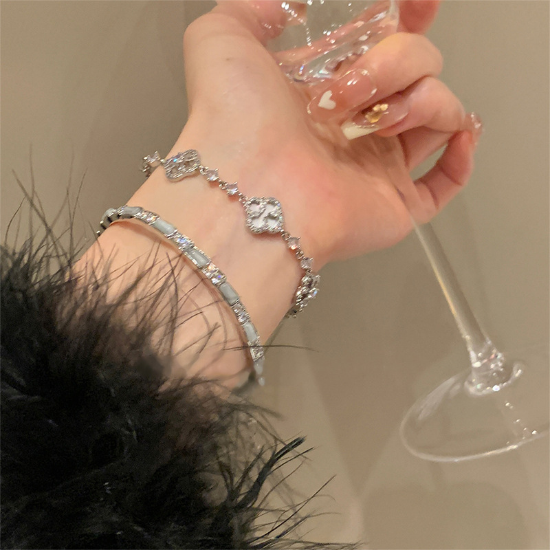 Pulsera de circón de flor de concha pulsera de atmósfera exquisita súper brillante