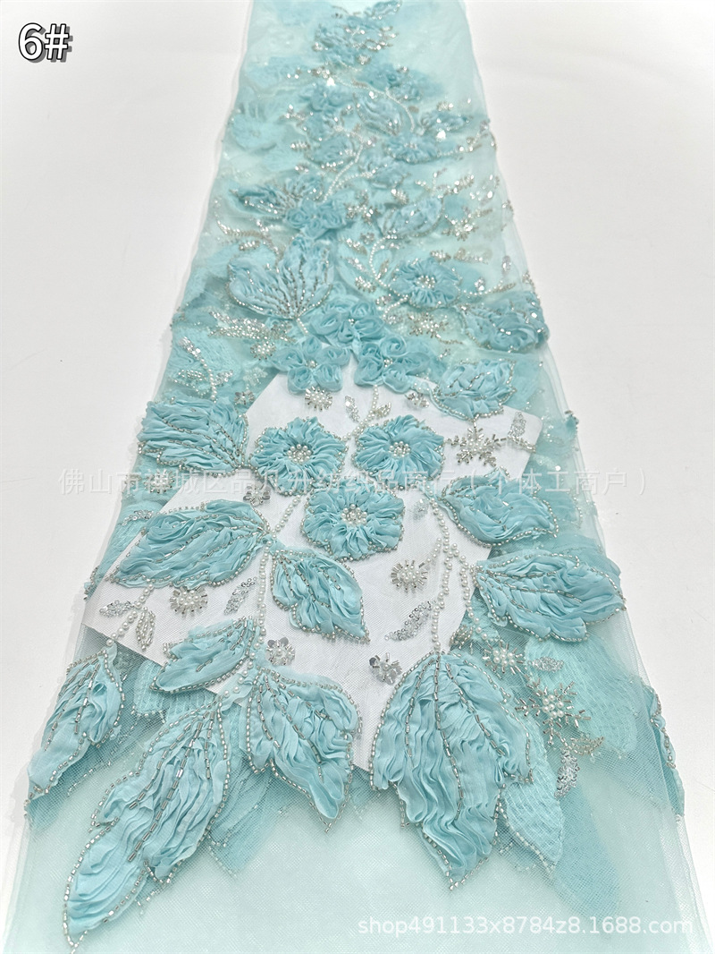Tubo de cuentas con tela de flor de encaje fresco y hermoso vestido de novia de alta calidad cena falda de baile vestido tela