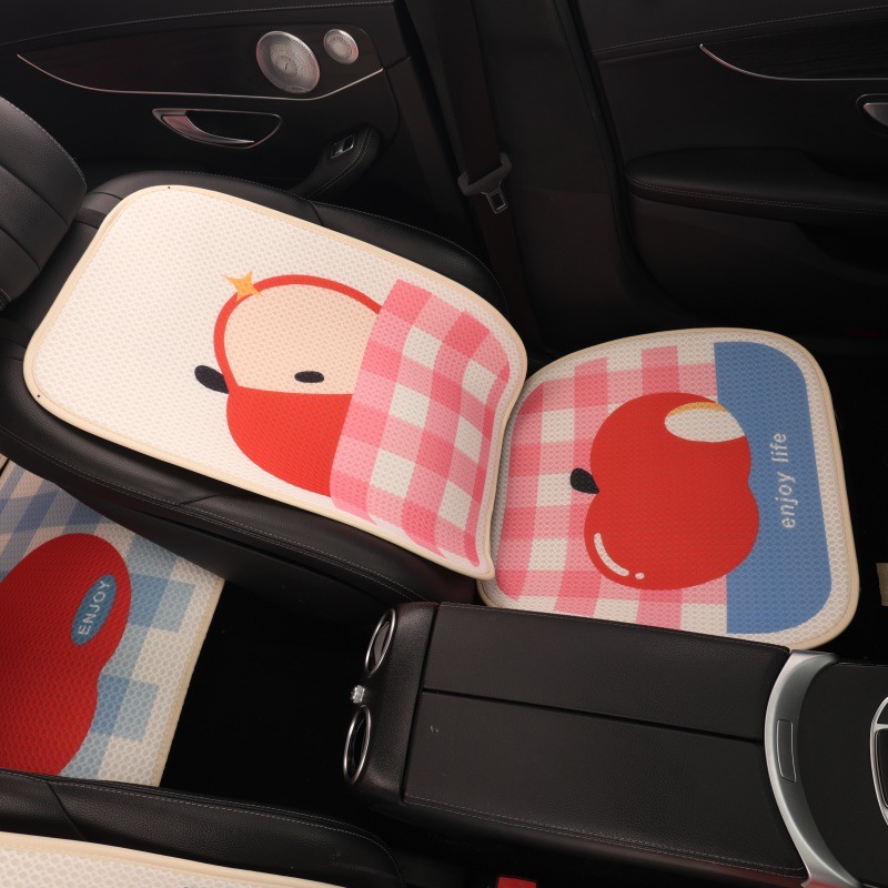 Car Seat Cushion Cartoon Design for Women, Half-Cover Seat Cover Suitable for All Seasons, Car Seat Cover, Summer Ice Silk