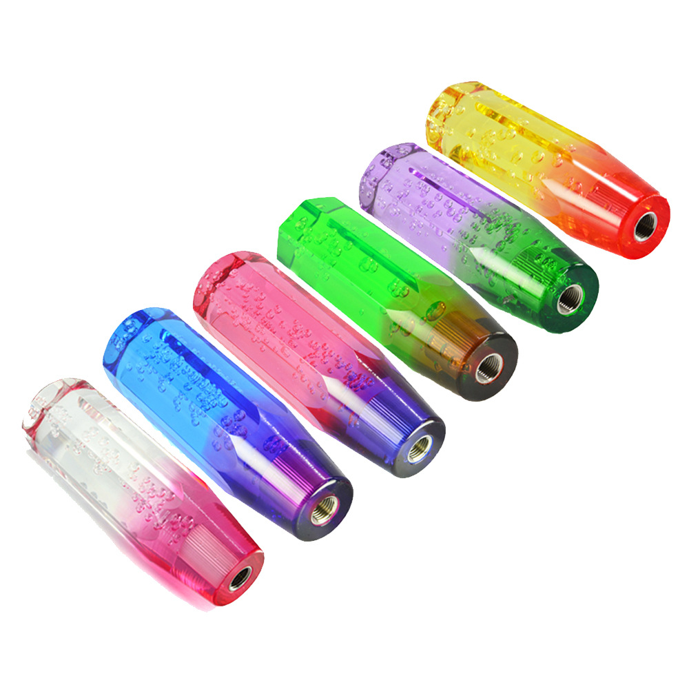 Cabeza de cambio de cristal acrílico de dos colores octogonal cabeza plana cabeza de la manija de cambio transparente de dos colores onda palo palanca de cambio interior del coche image 7