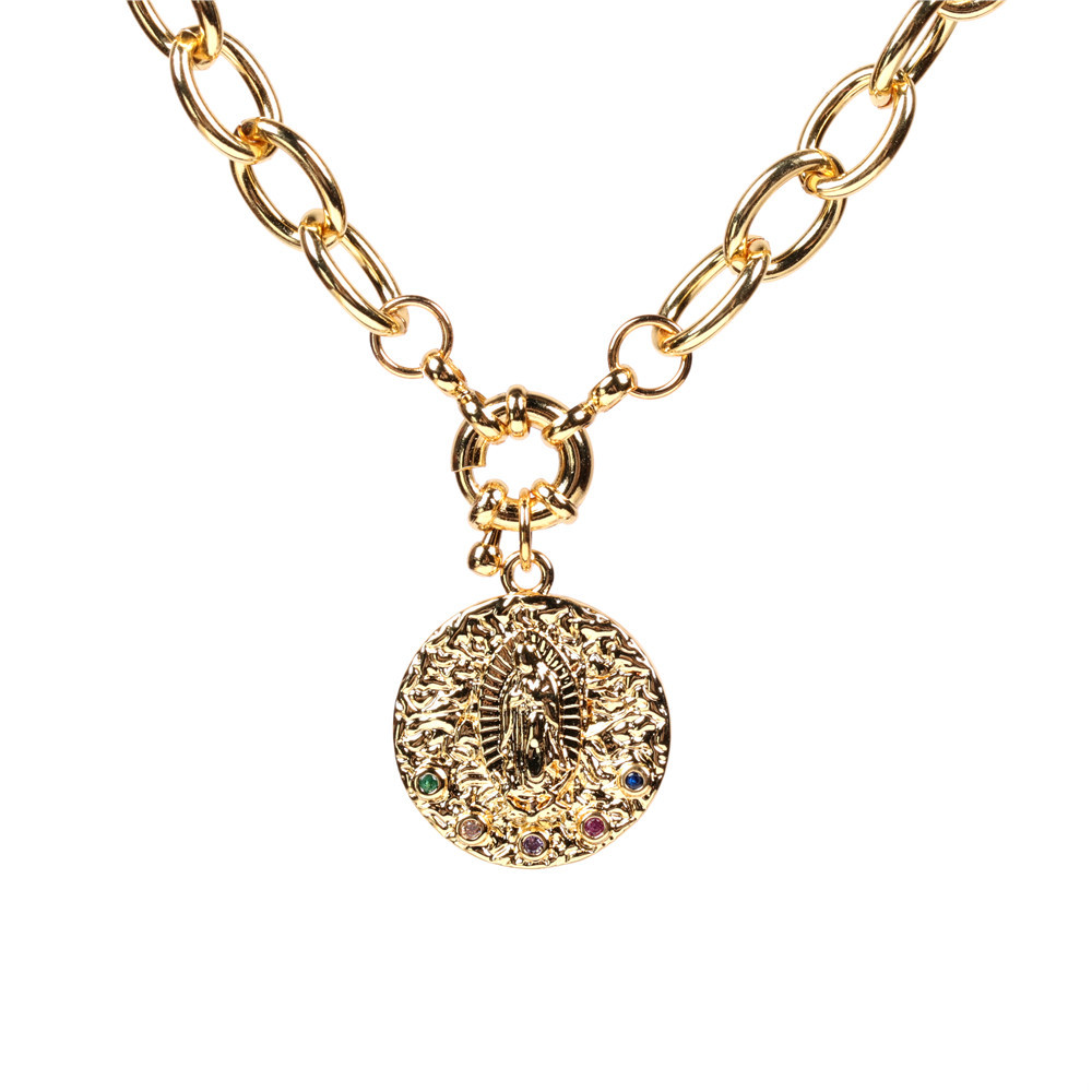 New Fashion Diamond Round Pendant Necklace Bracelet Set display picture 9