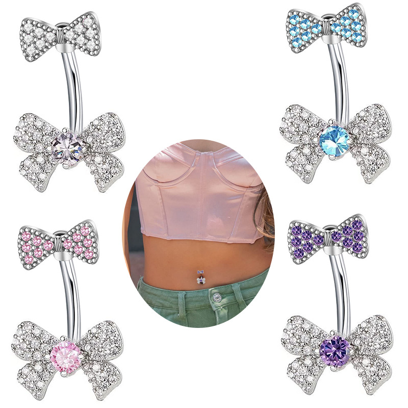 Sexy Navel Belly Button Ring With Shiny Zircon Fashion Jewelry_voghion.com