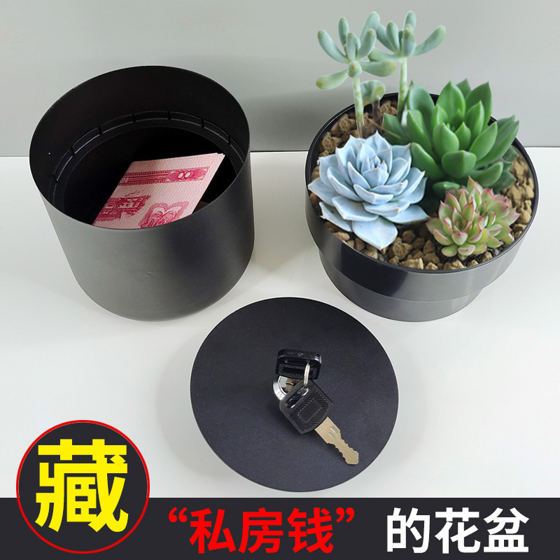 De una sola pieza de entrega maceta alcancía creativa caja de hierro con llave de seguro de bloqueo mini caja de almacenamiento de dinero regalo de almacenamiento de dinero